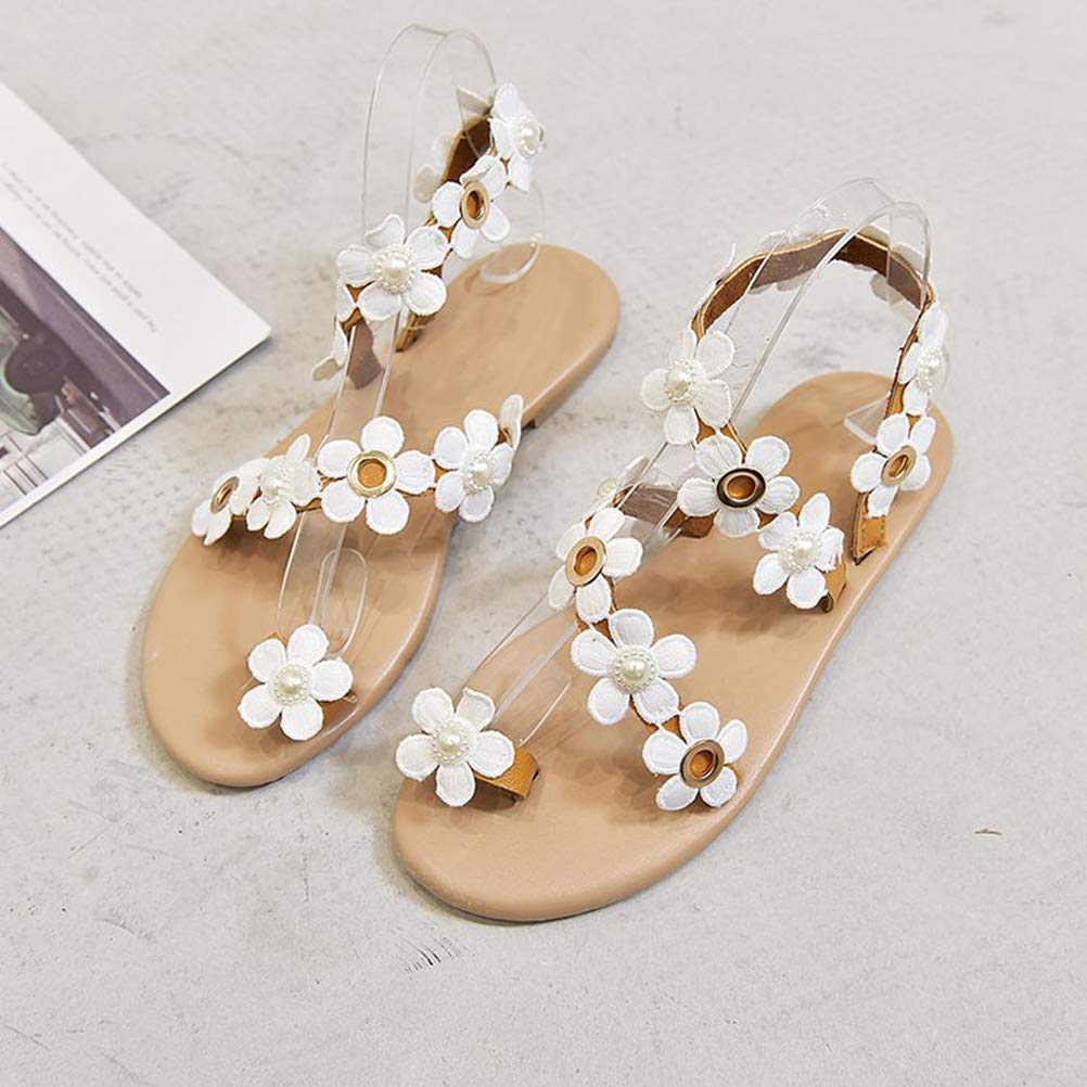 AIJIVOU Women's Rhinestone Flat Sandals, Women Flip Flops with Clip Toe RingBeadeed Rhinestone Crystal Jeweled Sandal… - Image 3
