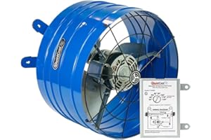Quietcool AFG PRO-2.0 Attic Fan for Gable Vents - 1945 CFM - Adjustable Thermostat - 20ft Power Cord - Plug-and-play - Two Speed Capable