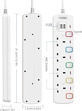 Mscien 4 Port Extension Lead with USB 2 Ports 4m Wall Mount White view 6
