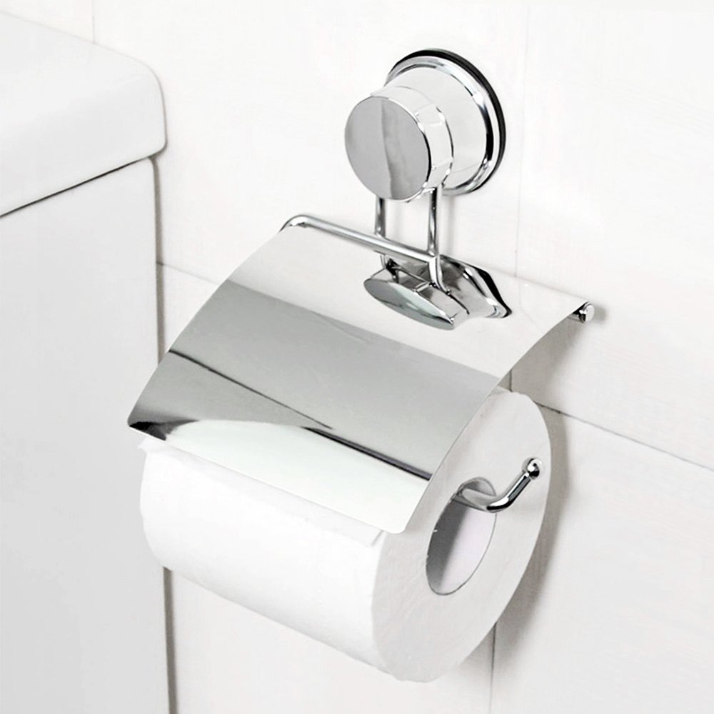 Etzion Toilet Paper Holder with Suction Cups, Stainless Steel Removable Roll Paper Holder Suction Cups Holder with Waterproof Panel