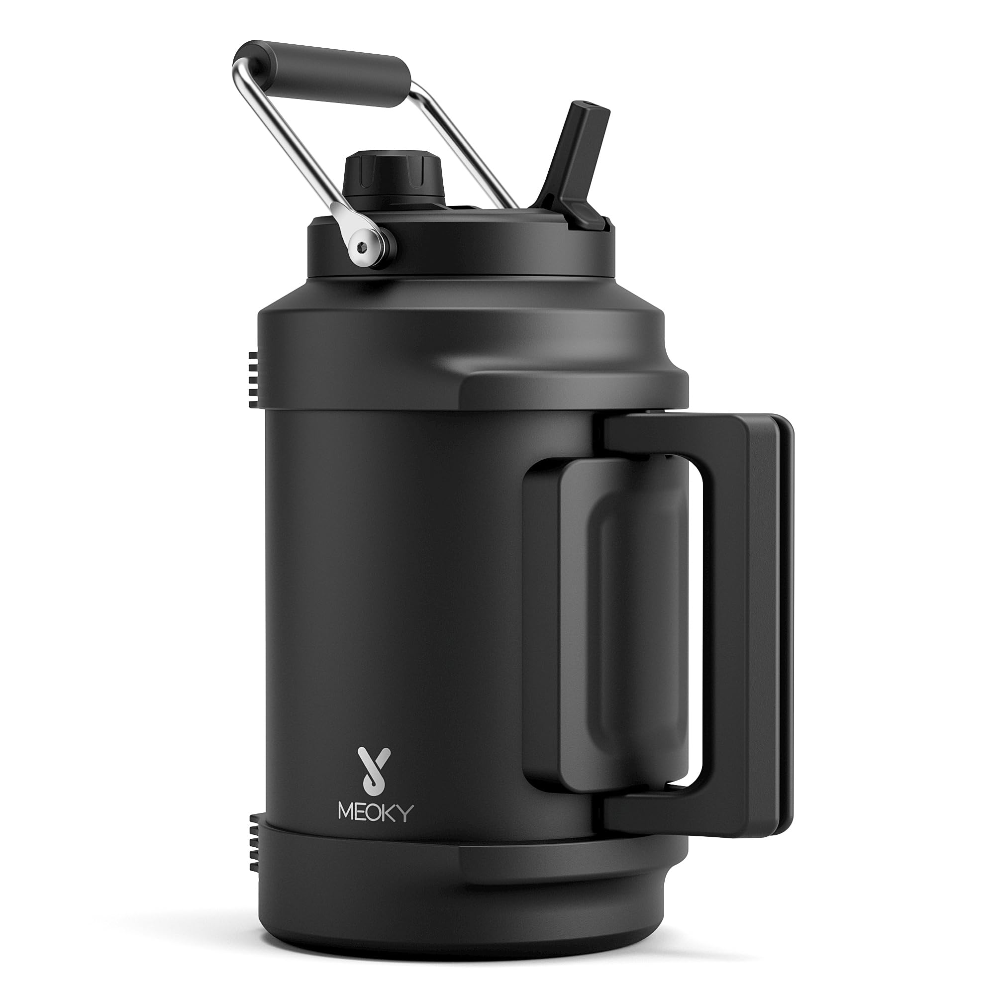 Photo 1 of 1 Gallon Insulated Water Bottle for Sports: Meoky 128 oz Triple Wall Vacuum Stainless Steel Water Jug - Top and Side Handles, Cold for 48 Hrs, 2-in-1 Straw and Spout Lid, Leak Proof for Hiking (Night)