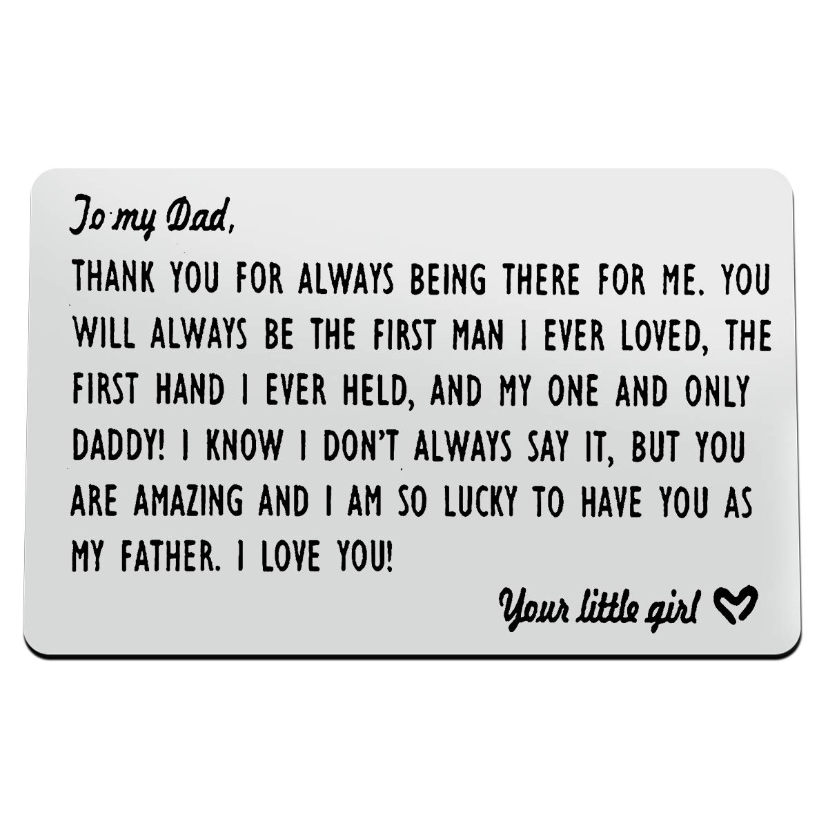 Dad Gift from Daughter, Metal Wallet Card Insert for Father's Day Gift for Dad Father Daddy Papa, Thank You Dad Gift for Birthday Christmas Thanksgiving Gift Ideas, I Love You Dad Gift for Men