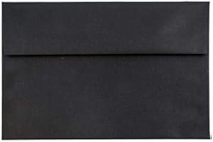 JAM PAPER A7 Premium Invitation Envelopes - 133.3 x 184.1 mm (5 1/4" x 7 1/4") - Black Linen - 50/Pack
