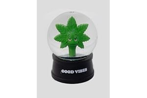 Kwirkworks 'Good Vibes' Snow Globe – Funny Stoner Meme Gift with Glitter | Cannabis-Themed Collectible, Hand-Painted Glass & Resin, 4.5"x2.75", 15 oz