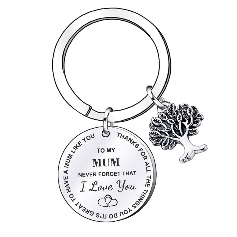 GUOYU Mum Keyring from Daughter Son Never Forget That I Love You Mom Mummy Mothers Birthday Christmas Gifts Women Keychain Engraved Thanks for All The Things You Do (2) (2)