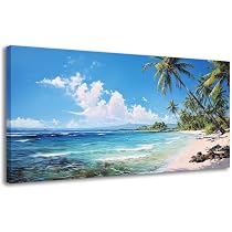 Amazon.com: BYXART Seascape Canvas Wall Art Palm Tree Tropical ...
