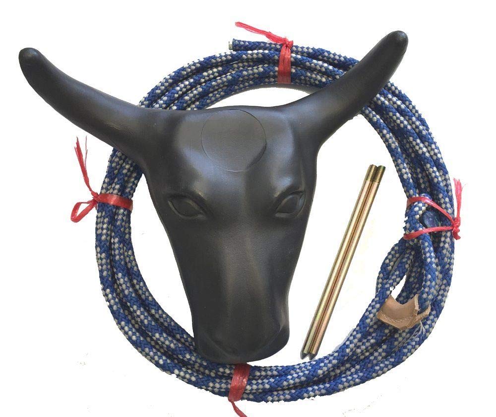 Kids Roping Practice Steer Head Dummy Lariat Set Hay Spikes Colored
