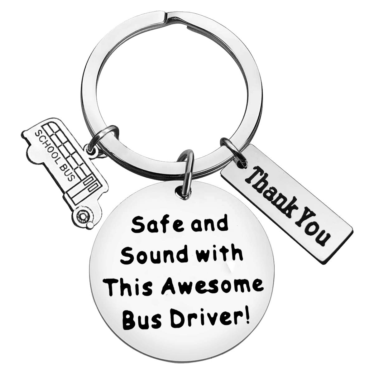 Huwujiu School Bus Driver Keyring Gifts Safe and Sound with This Awesome Bus Driver Keyring School Bus Driver Appreciation Gift Birthday Christmas Gifts Thanksgiving Day Gifts for School Bus Driver