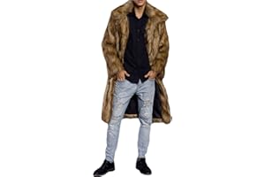 Colf Men's Fluffy Long Sleeve Faux Fur Coat Jacket Lapel Outwear Winter Parka Overcoat