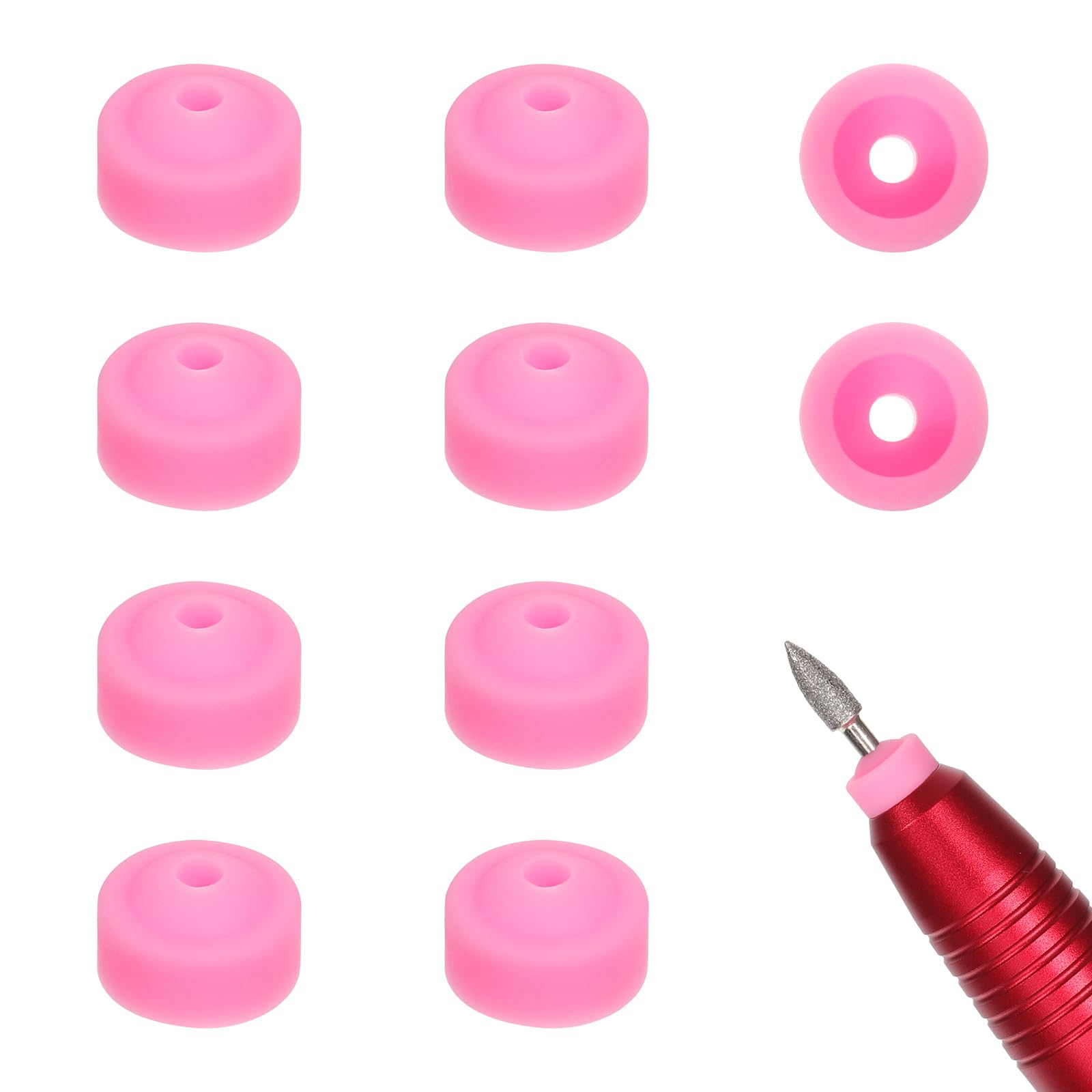 minkissy Nail Art Tools Dustproof Cover Caps 3/32 Inch Silicone Nail Drill Bit Protectors for E-File Polishing Machine Heads Reusable Tool Accessories for Home and Salon