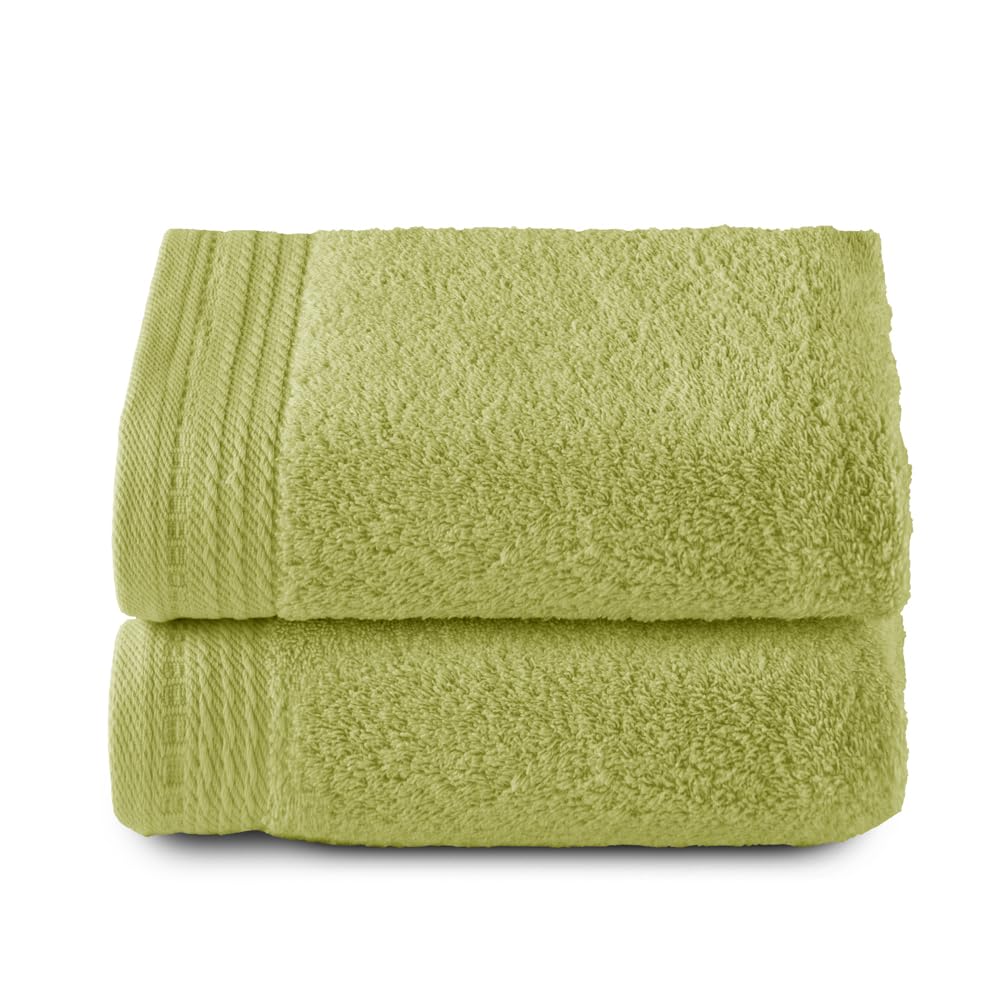 Top Towel - Premium - Large Bath Towels - Bath Towels - 2 Face Towels or Bidet -30x50cm - 100% Cotton - 600g - Lime