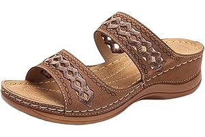 GENERIC Lausiuoe Sandals Women Dressy Summer Flat Arch Support Orthopedic Slippers Comfortable Open Toe Orthotic Slides Flip Flops