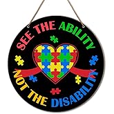 Autism Awareness Signs Wall Decor, Autism Awareness Decoration for Home Office Classroom Door, Autism Hanging Signs Decor, Autism Awareness Month Gifts, See The Ability Not The Disability