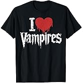I Love Vampires I Red Heart Vampires Grunge Halloween Horror T-Shirt