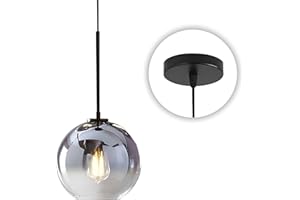KCO Lighting Modern Black Globe Pendant Light Mercury Glass Ceiling Pendant Light Mid Century Silver Kitchen Pendant Lighting Over Island Dining Room Light Fixtures Over Table