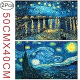 2 Pack 5D DIY Diamond Painting Full Drill Kit Starry Night 5D Full Diamond Embroidery Rhinestone Painting Kit 5D Decorating Wall Stickers, Starry Sky (50 × 40 cm) by Standie
