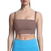 Aoxjox Women's Workout High Impact Sports Bras Fitness Square Neck Balcony Open Back Bra Yoga Crop Tank