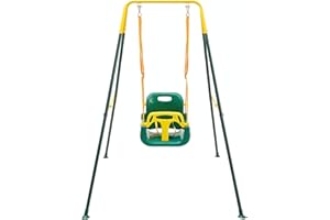 FUNLIO 3-in-1 Swing Set for Toddler with 4 Sandbags, Heavy-Duty Kid Swing Set with Safety Harness for Backyard, Indoor/Outdoo