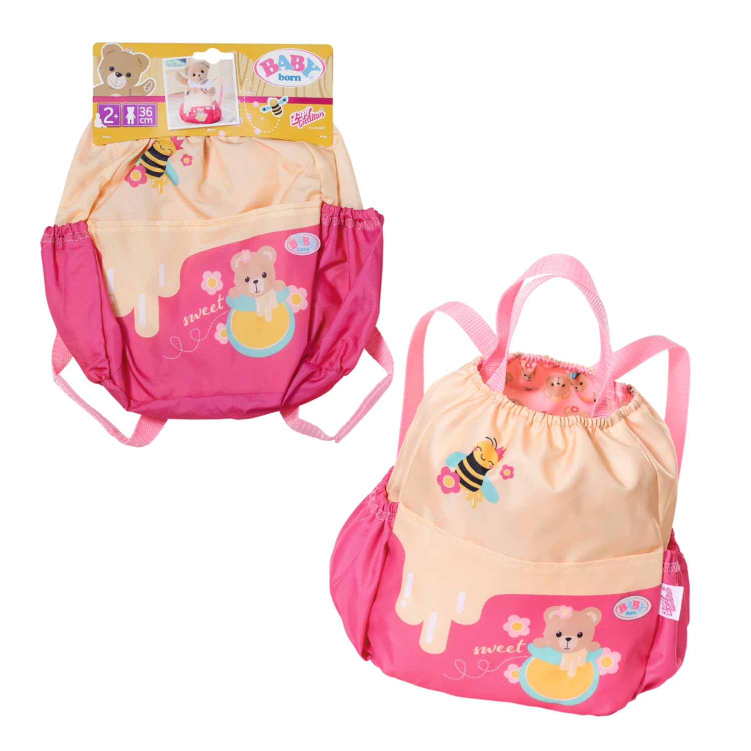 BABY born Bear Backpack 834831 - Accessories for BABY born Bear and Dolls up to 43cm - Includes Adjustable Belt System - Suitable for Kids from 1+, Brown