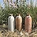 WHW Whole House Worlds Beach Chic Sea Glass Vases, Set of 3, Rope Wrapped, Shell Pendant, White, Mauve and Amber, 10 1/4 Inches Tall