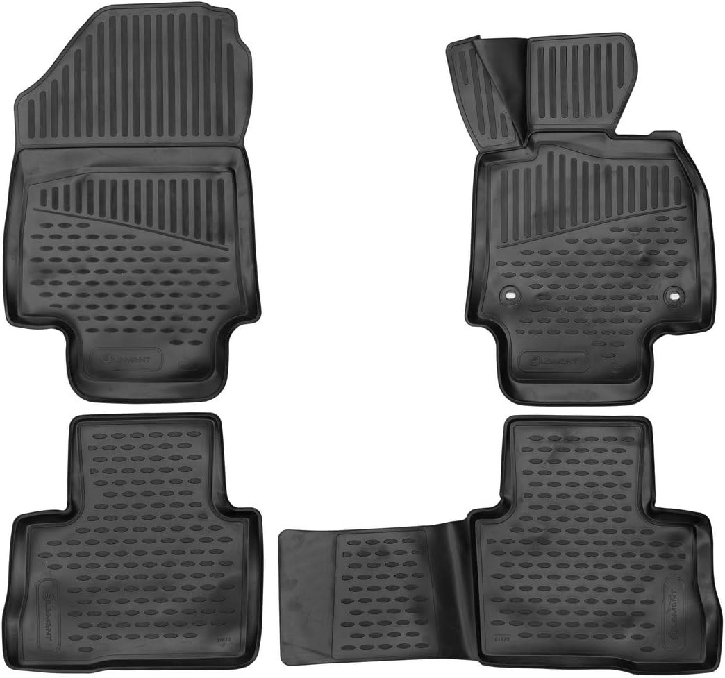 Element EXPENT3D02371210k Tailored Custom Fit 3D Rubber Floor Mats for Toyota RAV4, 2018, Black