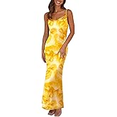 PRETTYGARDEN Women's 2026 Spring Floral Spaghetti Strap Maxi Dress Stretch Sexy Bodycon Dress Backless Slip Long Dresses