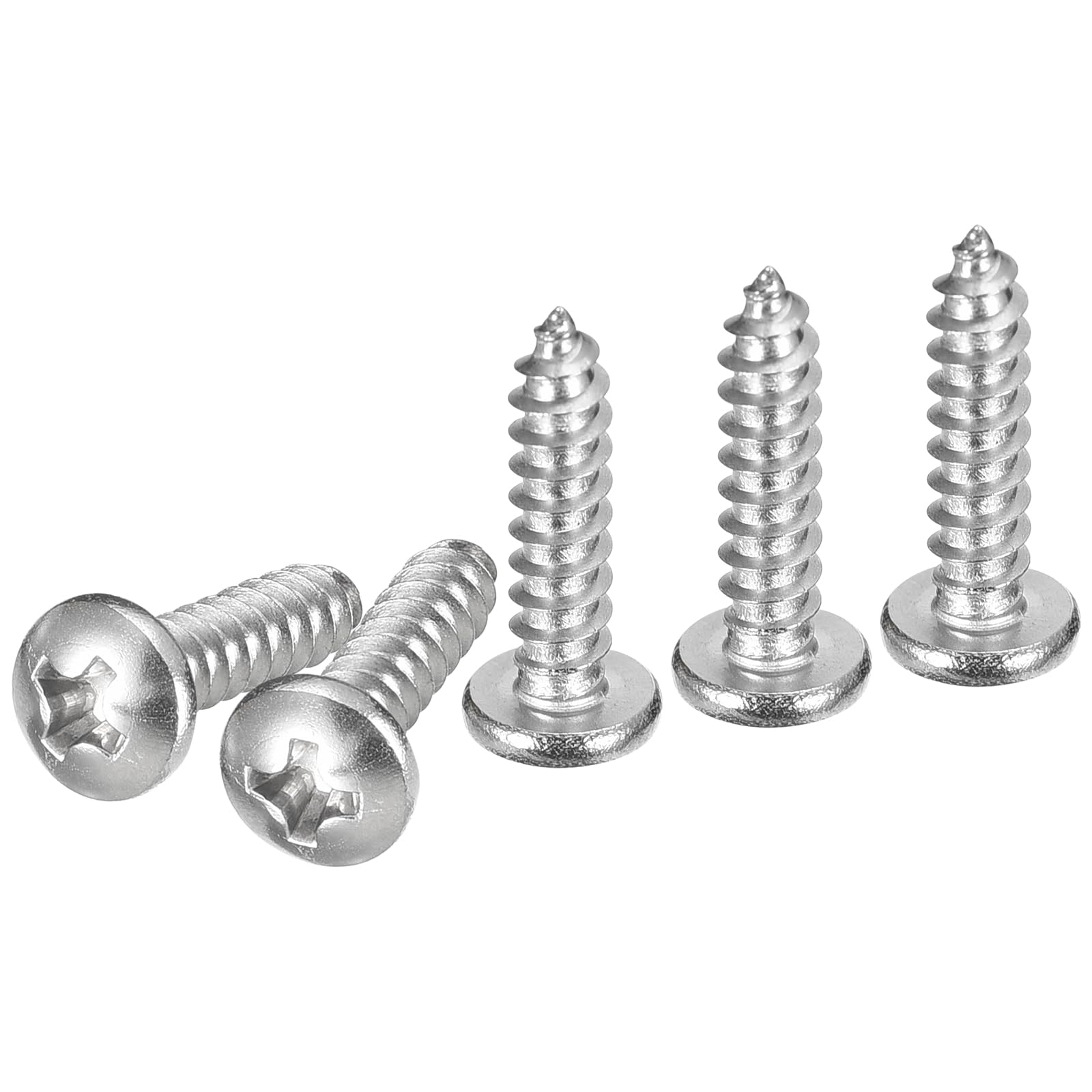 DTGN #7x5/8" Silver Screws - 50Pack - 304 Stainless Steel Pan Head Phillips Screw — image 1