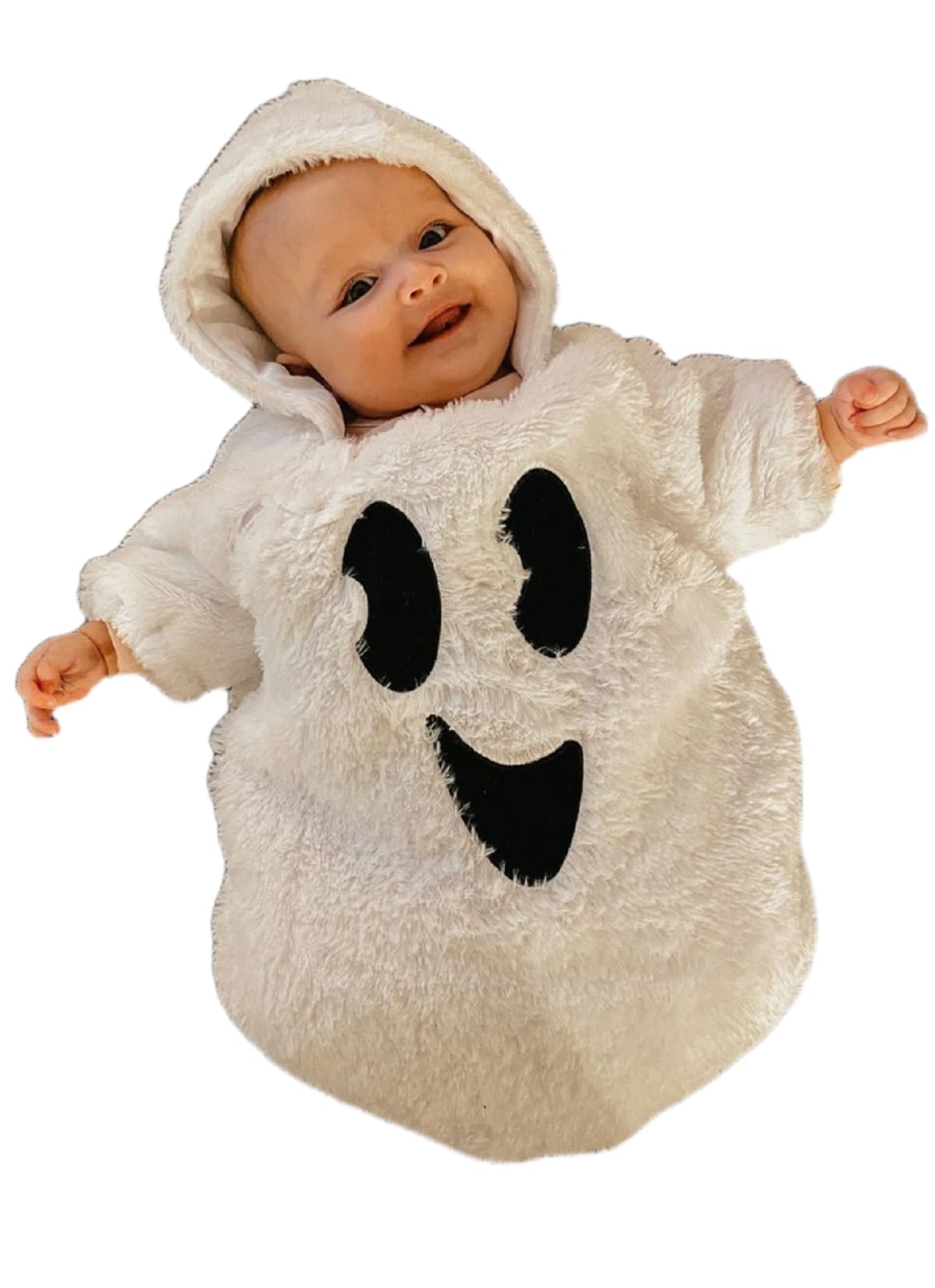 Infant Baby Girl Boy Halloween Outfits Long Sleeve Jumpsuit Ghost Romper One Piece Fall Winter Hoodie Bodysuit