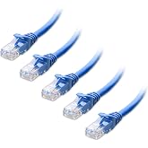 Cable Matters 10Gbps 5-Pack Snagless Cat 6 Ethernet Cable, 1ft, Blue | 24 AWG Bare Copper, Gold-Plated RJ45, PoE++, 550MHz Bandwidth, Cat6 Cable, Ethernet Cord