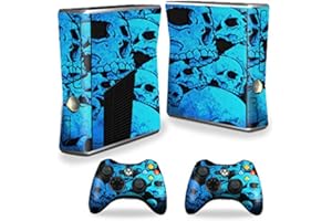 MightySkins Skin Compatible with X-Box 360 Xbox 360 S Console - Blue Skulls | Protective, Durable, and Unique Vinyl Decal wra