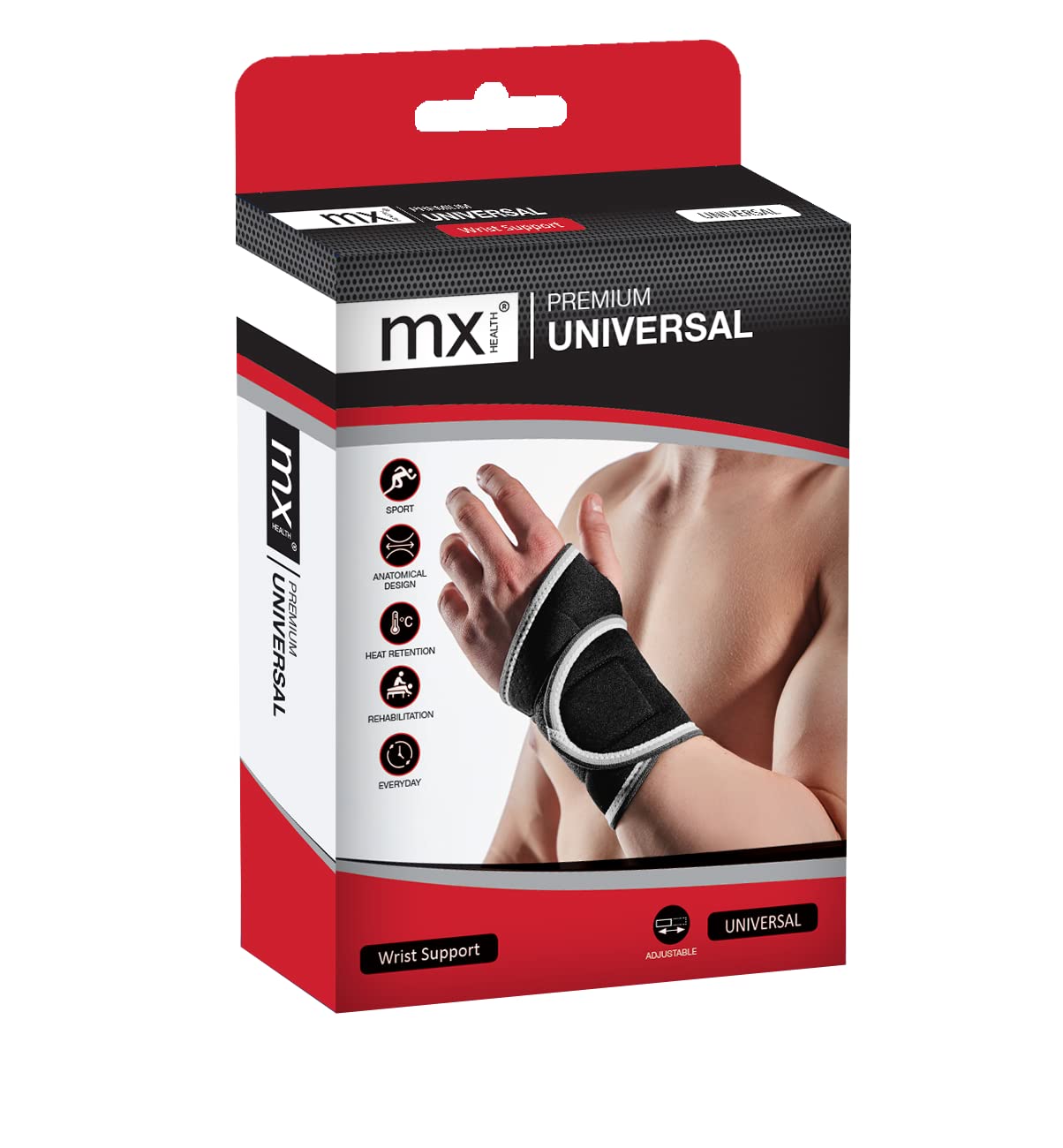 MX Health Wrist Support/Brace - Premium Neoprene Wrist Brace - Adjustable Universal Size fits Small/Medium/Large (S/M/L)