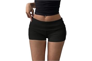 Verdusa Women's Fold Over Micro Short Going Out Low Rise Sexy Booty Shorts