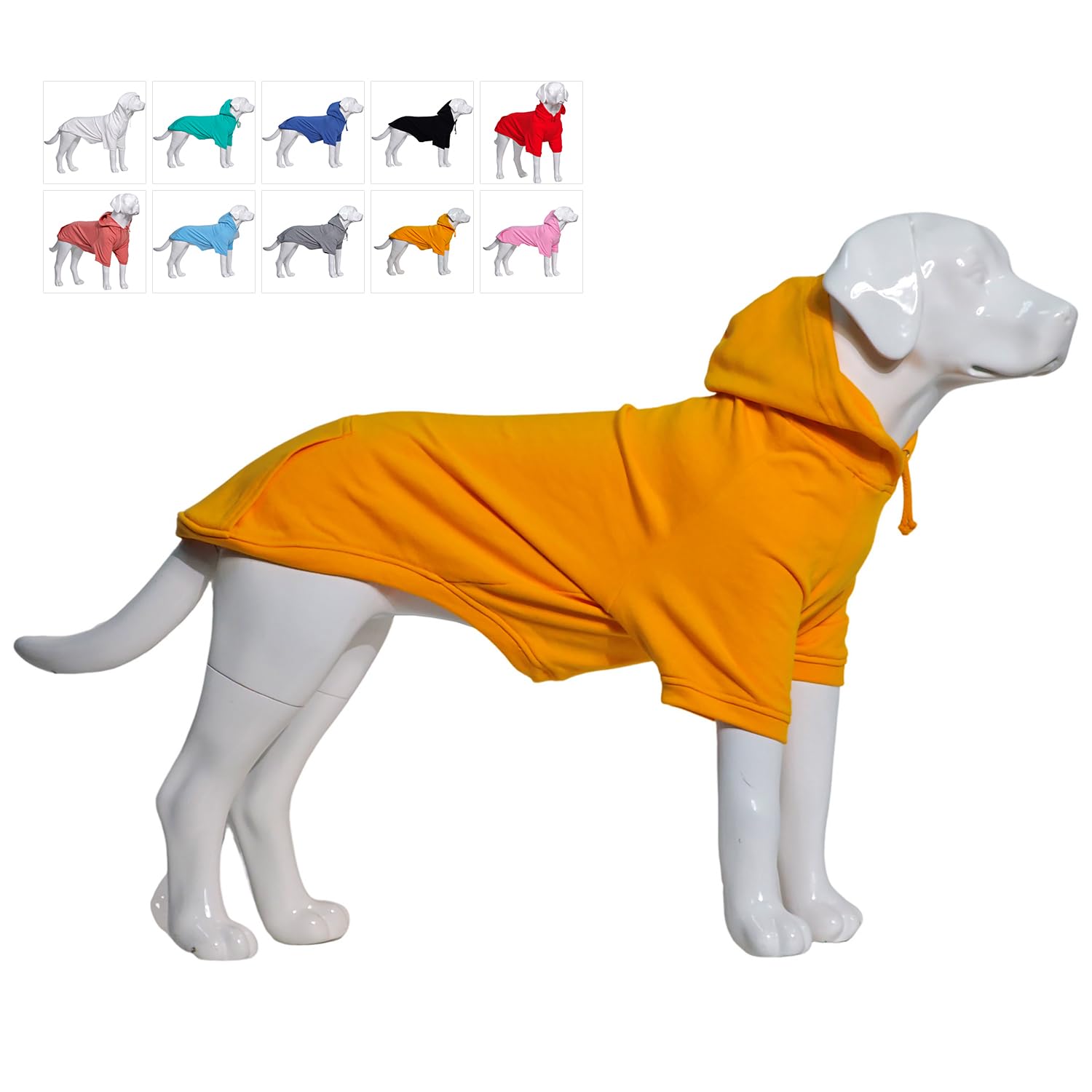 Lovelonglong Blank Basic Hoodie Sweatshirt for Dogs 100% Cotton Fits Small Medium Dachshund Large Dog Orange D-L