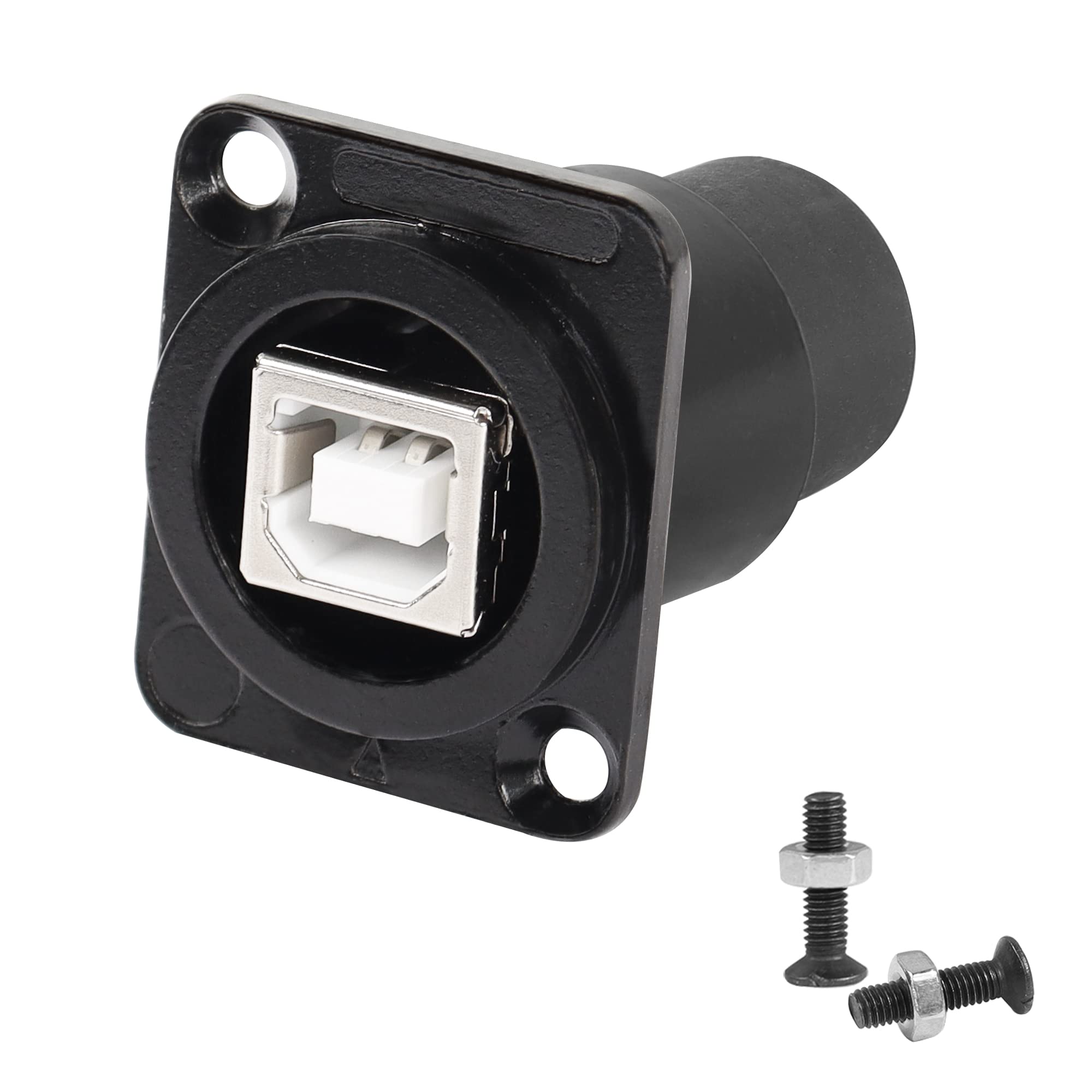 QIANRENON USB B to USB A Panel Mount Feedthrough Adapter USB B Female to USB 2.0 Female Printer Data Connector, Suitable XLR-Panel or D-Panel Mount, for Printer Scanner External Hard Drive