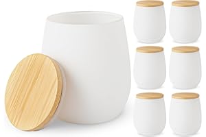 Craft & Venture Candle Jars for Making Candles - 6 Pack, 11oz Glass Jar with Bamboo Lids, Matte White, Empty Candle Containers - Candle Vessels for Bulk Candle Making Supplies. (Oval)