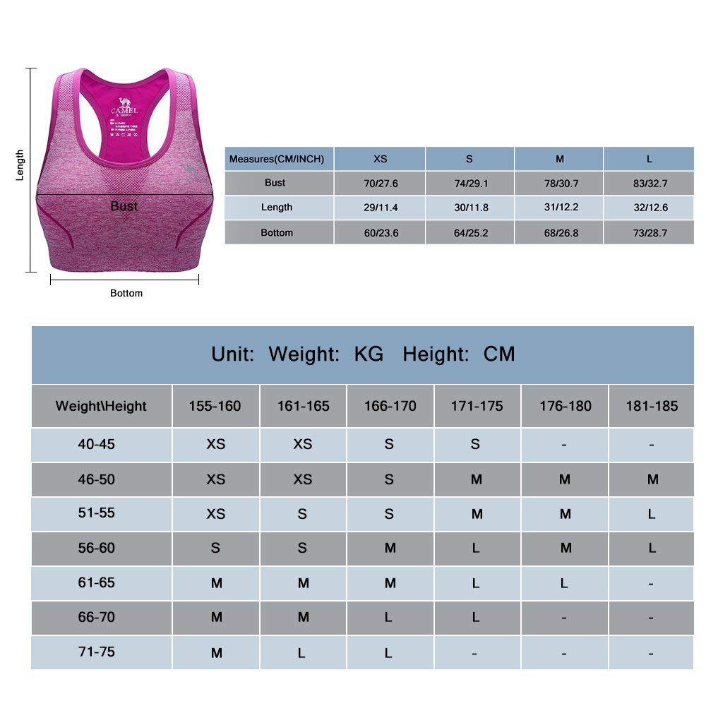 CAMEL Frauen Mode Sport Bras Nahtlose Workout Racerback BH Yoga Kompression Tops Fitness Activewear für Gym