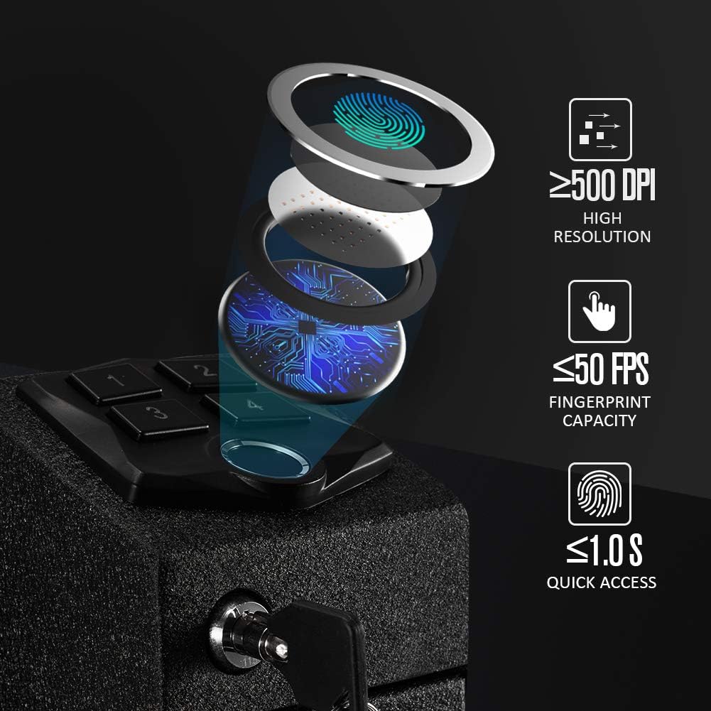 RPNB Mounted Firearm Safety Device with Auto Open Lid Biometric Fingerprint Lock Handgun Security Safe Gun Safe : Sports & Outdoors