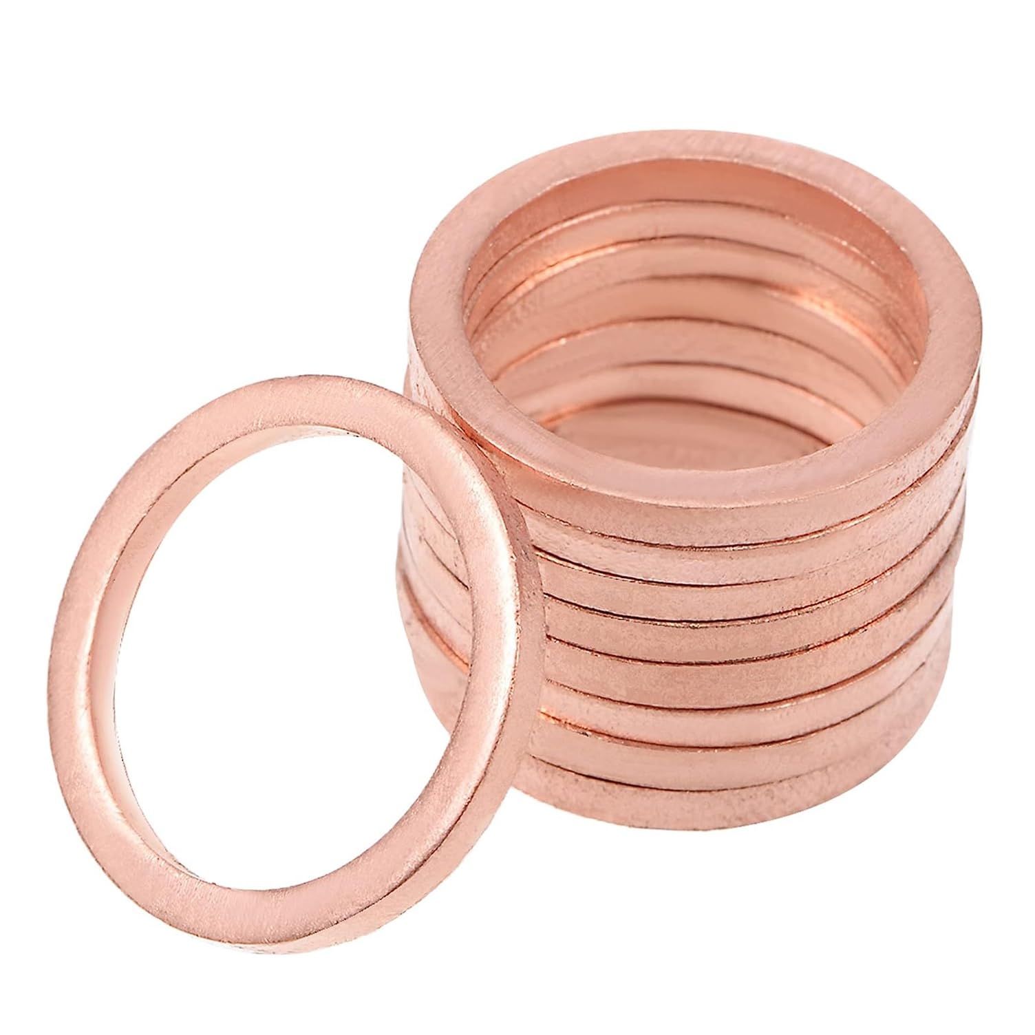 10pcs M16 Copper Washers Flat Ring Sump Plug Oil Seal Gasket Sealing Fitting Washers (M16*20 * 2.0)
