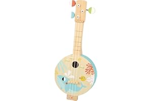 TOOKYLAND 3-String Wooden Banjo Toy - Mini Guitar Pretend Musical Instrument, Ages 3+