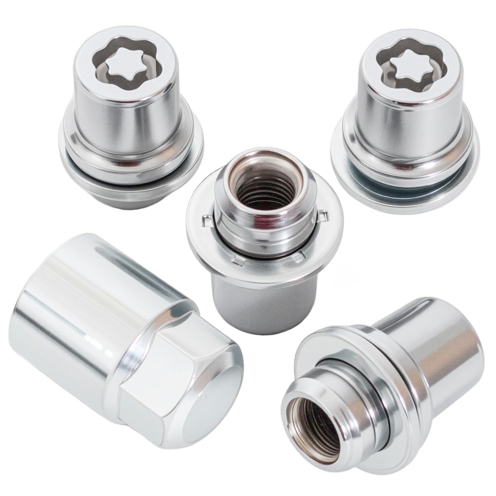 Photo 1 of 00276-00900 M12 x 1.5 Wheel Lock Lug Nuts Set Silver Chrome Compatible with 2001-2025 Toyota Avalon C-HR Camry Corolla Highlander Tacoma & Lexus Models