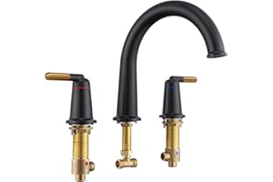 Wintap Black & Rose Gold Roman Bathtub Faucet Set with Valve High Flow 10.25 GPM Tub Faucets 3 Hole Widespread Deck Mount Tub Filler