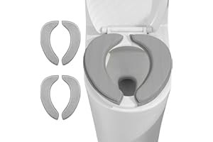 CELION 2 Sets Thicker Bathroom Toilet Seat Cover Pads, Soft Warmer Flannel Toilet Seat Cushion Cover with Memory Foam, Easy-Install Self-Adhesive Washable Comfortable Toilet Lid Seat Cover (Light Grey)