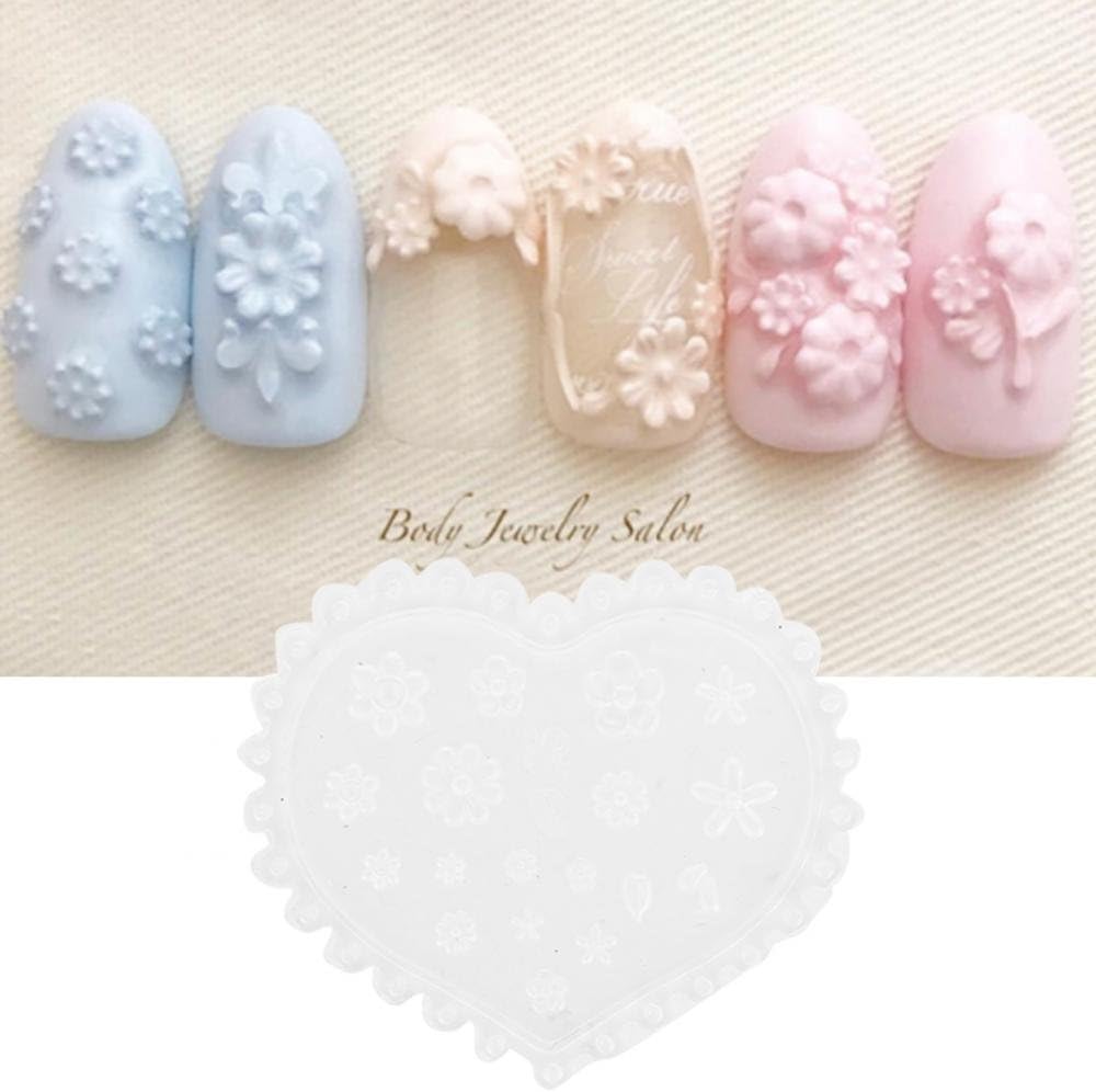 DIY 3D Design Silicone Nail Art Templates Decortive Acrylic Nail Carved Mold Maincure Tool(#1(Flower & Tree Leaf Patterns))