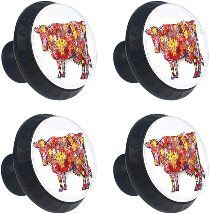Sets David Gerstein Vaca Floral Perillas de gabinete 4 pcs Round Knobs