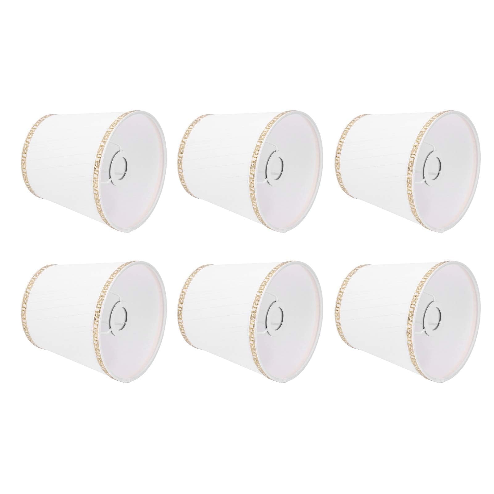 Gsycle Set of 6 Clip on Lamp Shade, Modern Fabric Lampshade Wall Lamp Shade Cloth Lamp Shades Light Shade Cover Small Candle Chandelier Lampshade Ceiling Light Clip on Pendant Lamp Shades
