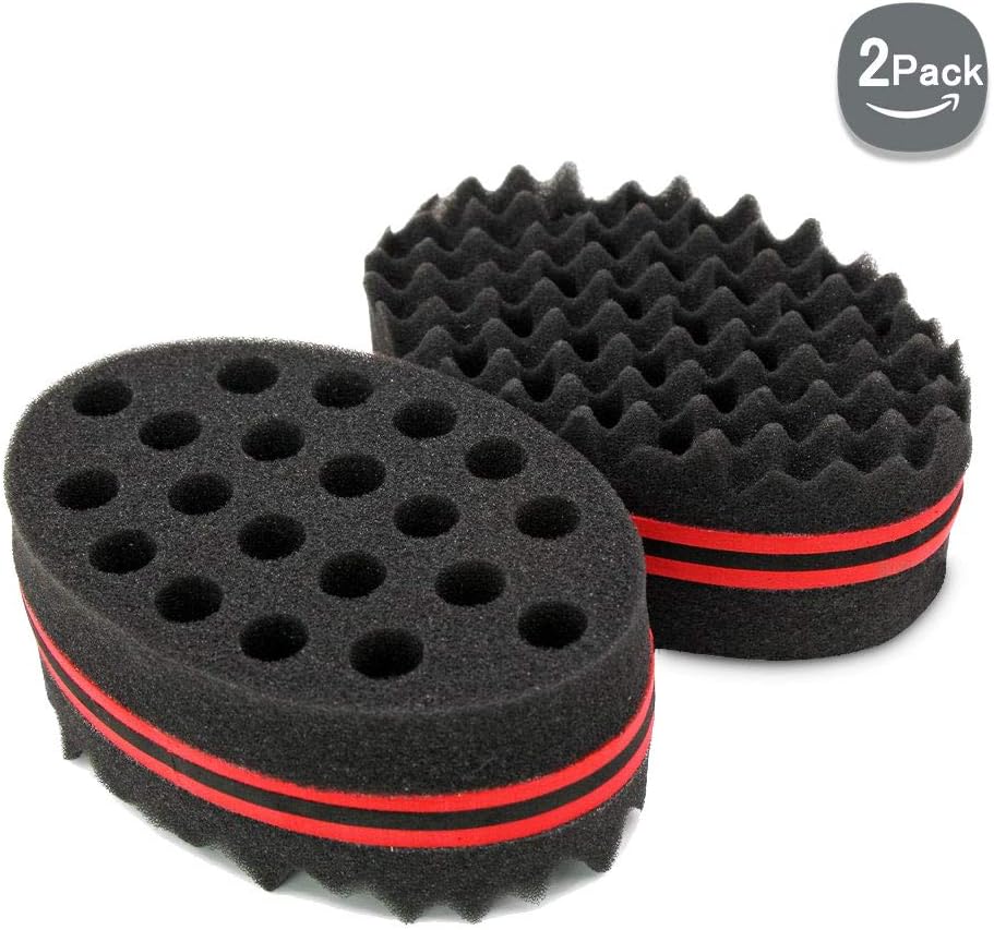 Big Holes Hair Brush Sponge Hair Twist Magic Wave Barber Hair Styling Tool For Dreads Afro Locs Curls Coils Dreads by Kasimedo 2 PACK