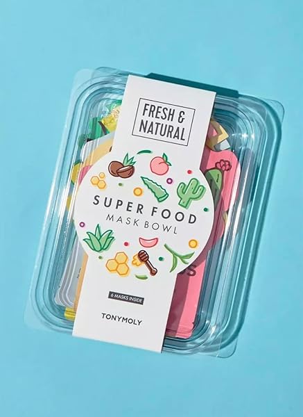 TONYMOLY SUPER FOOD BOWL FACE SHEET MASK, KOREAN SHEET MASK SET, EASTER BASKET STUFFER, REPLENISH & HYDRATE SKIN, 0.74 OZ