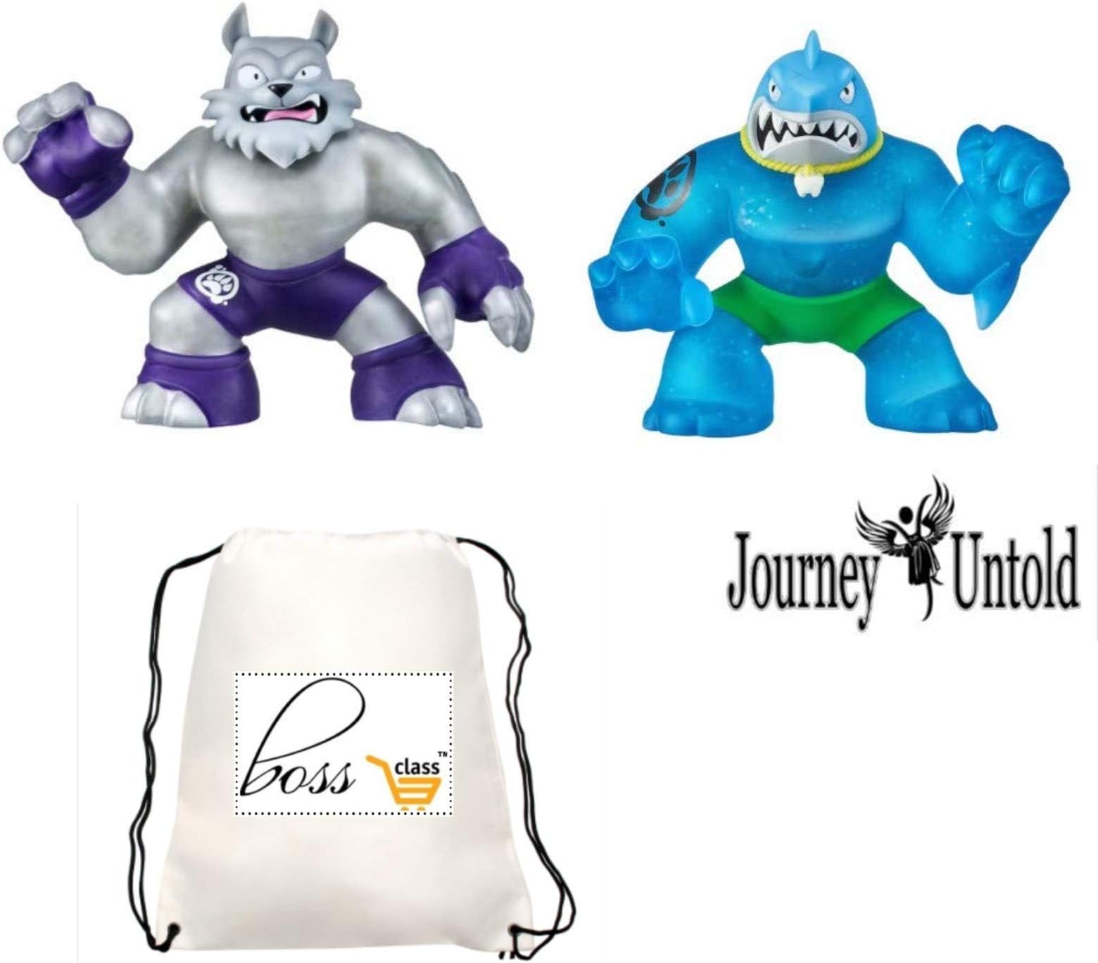 POG Kids Boys Heroes of Goo JIT Zu (Bonus Battle Balloon) Crunchy Wolf and Stretchy Shark Action Figure Set of 2