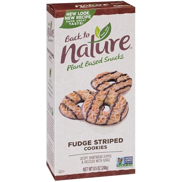 BACK TO NATURE COOKIES, NON-GMO FUDGE STRIPED SHORTBREAD, 8.5 OUNCE (PACKAGING MAY VARY)