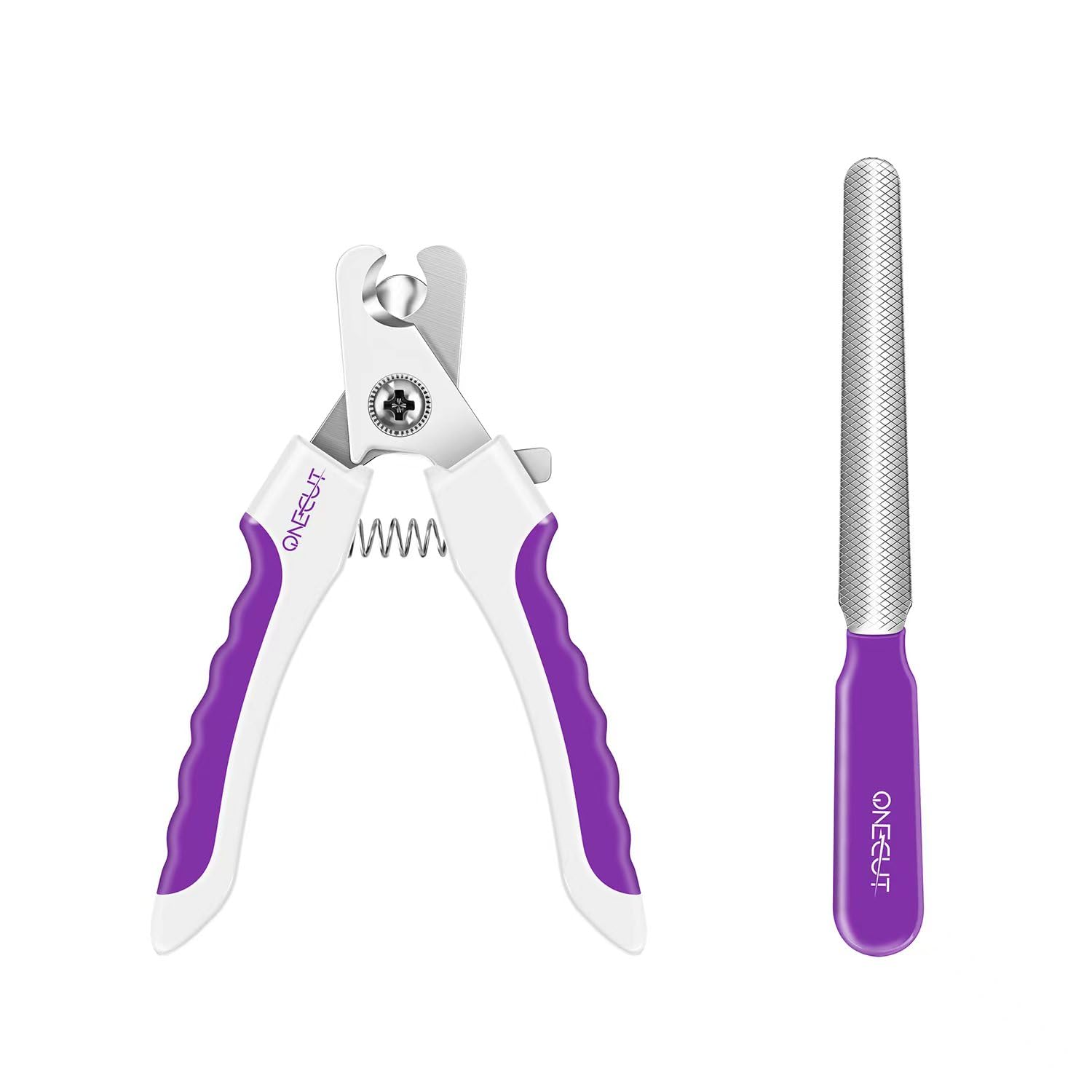 OneCut 4.7" Small Dog & Cat Nail Clipper Stainless Steel Cat Claw Trimmers for Rabbits, Guinea Pigs, Birds, Puppies, Kittens and Small Animals Pet Nail Clipper for Professional and Home Use (Purple)